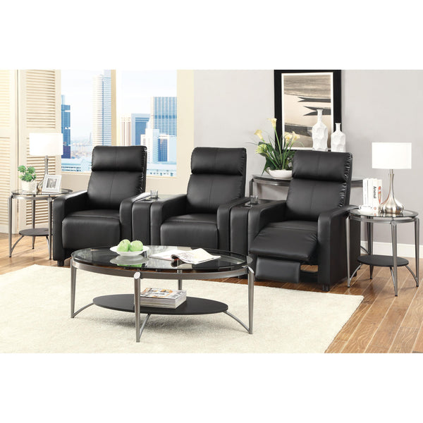 Coaster Furniture Toohey Leather Look Reclining Home Theater Seating with Wall Hugger 600181-S3A IMAGE 1