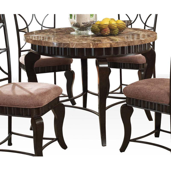 Acme Furniture Round Galiana Dining Table with Faux Marble Top & Trestle Base 18285 IMAGE 1