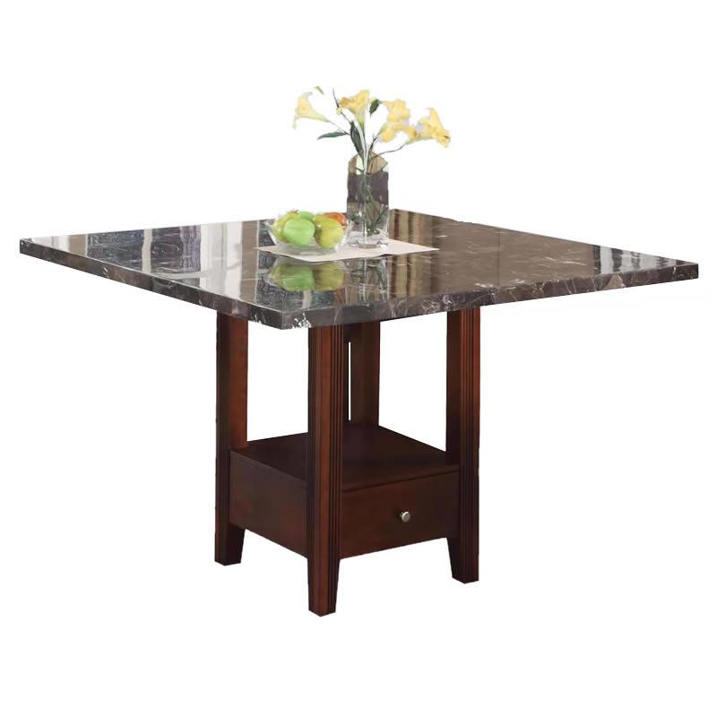 Acme Furniture Square Danville Counter Height Dining Table with Marble Top & Pedestal Base 01280 KIT IMAGE 1
