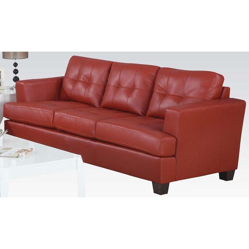 Acme Furniture Platinum Red Stationary Bonded Leather Loveseat 15101 IMAGE 1