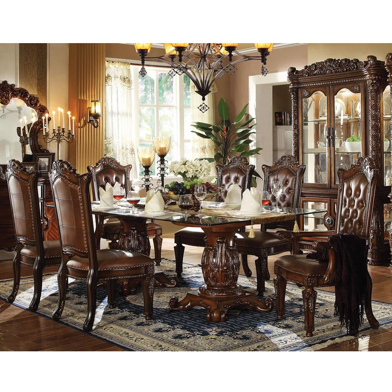 Acme Furniture Vendome Dining Table with Glass Top & Pedestal Base 62005 IMAGE 2