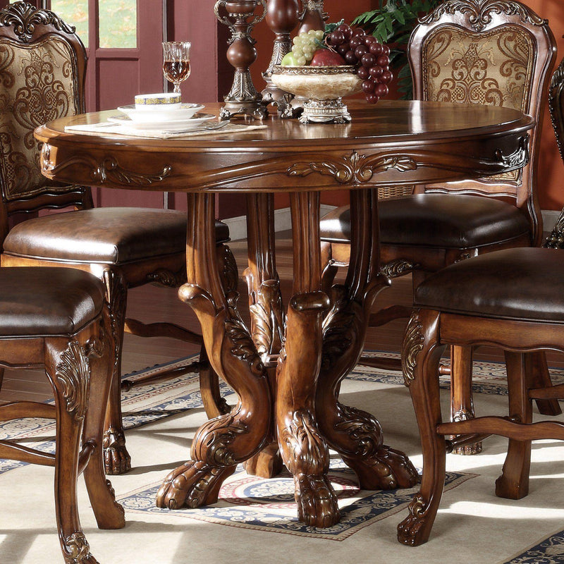 Acme Furniture Round Dresden Counter Height Dining Table with Pedestal Base 12160 IMAGE 2