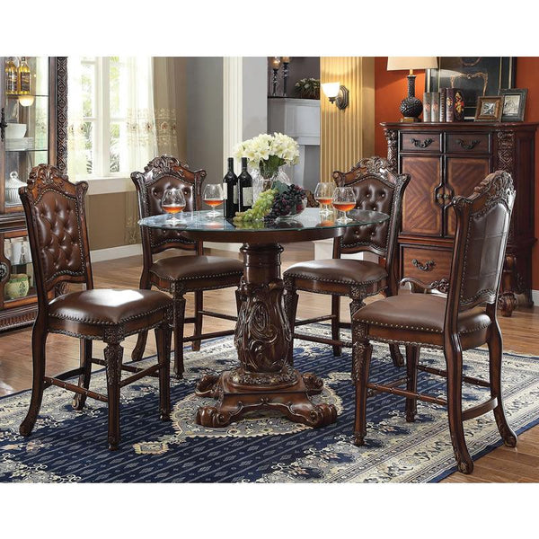 Acme Furniture Round Vendome Counter Height Dining Table with Glass Top & Pedestal Base 62030 IMAGE 1