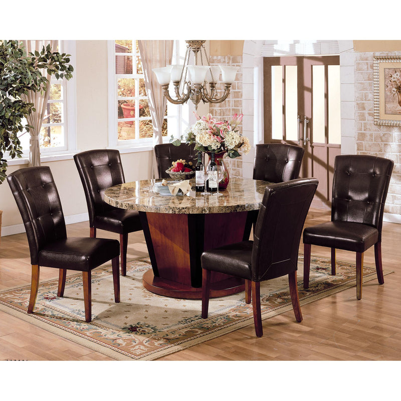 Acme Furniture Round Bologna Dining Table with Marble Top & Pedestal Base 17040 IMAGE 2