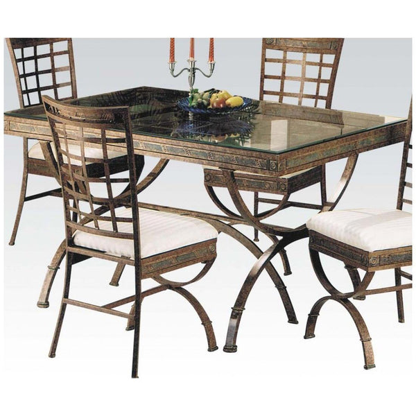 Acme Furniture Egyptian Dining Table with Glass Top & Trestle Base 08630 IMAGE 1