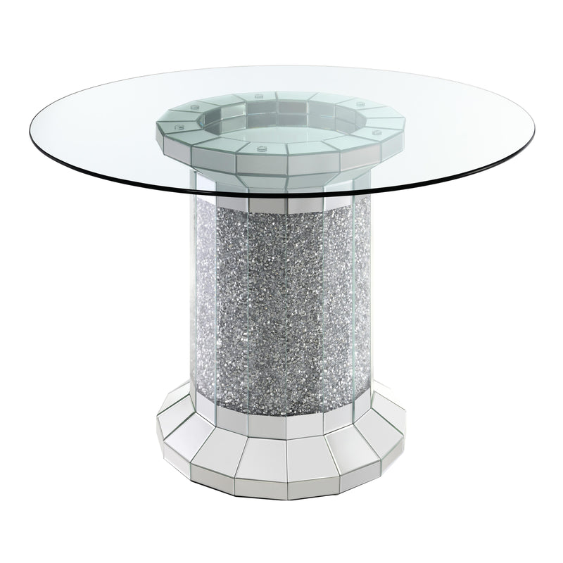 Coaster Furniture Round Ellie Counter Height Dining Table with Glass Top and Pedestal Base 115558 IMAGE 1